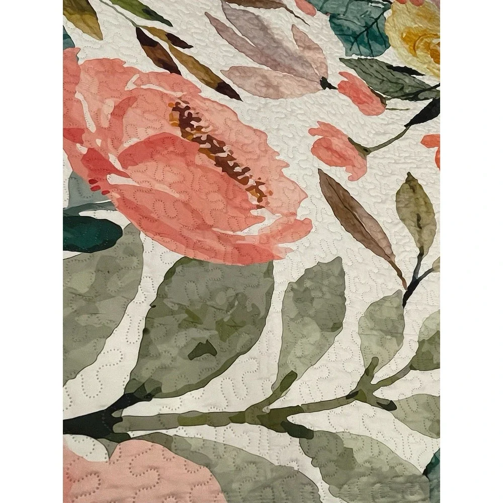 Queen Size Multi color/pink floral Quilted Quilt Bedspread‎